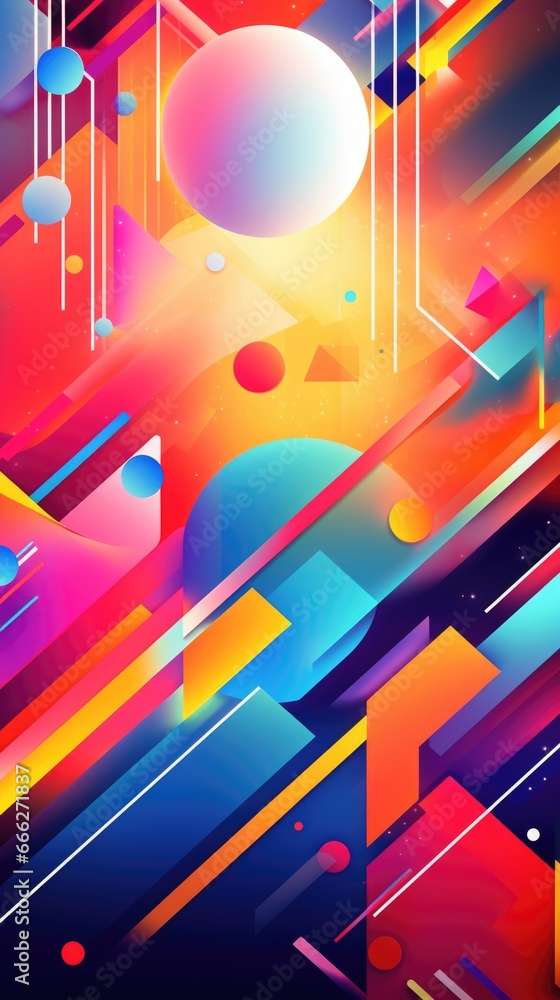Poster a colorful abstract background with geometric shapes. vibrant pop art image.
