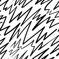 Black and white abstract seamless texture with broken zigzag lines