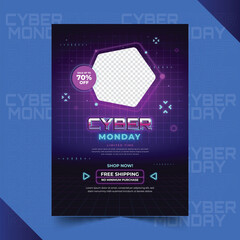 realistic cyber monday poster template design vector illustration
