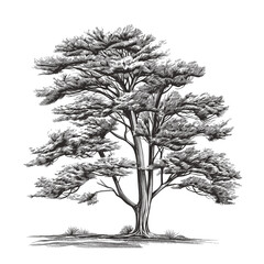 Hand Drawn Sketch Cedar Tree Illustration
