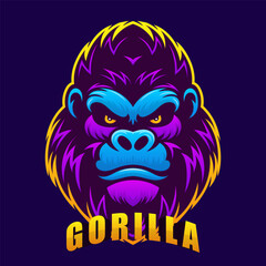 Fototapeta premium Angry gorilla head. Cartoon icon, logo. Vector illustration