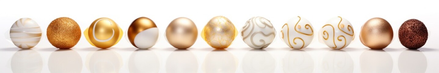 White and gold colored luxury elegantly bonbons at Christmas with cozy blur light background