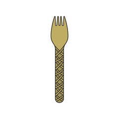Kids drawing Cartoon Vector illustration bamboo fork Isolated in doodle style