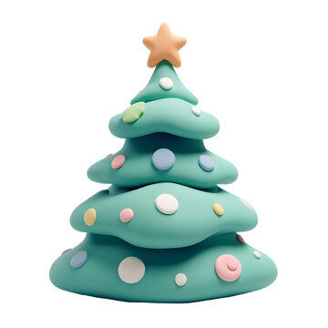 Modelling clay Christmas tree isolated on white background