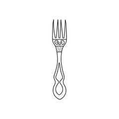 Hand drawn Kids drawing Cartoon Vector illustration fancy fork Isolated in doodle style