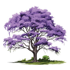 Hand Drawn Flat Color Jacaranda Tree Illustration