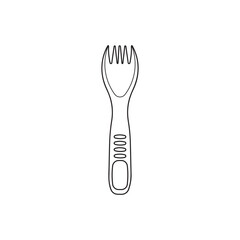 Hand drawn Kids drawing Cartoon Vector illustration plastic fork Isolated in doodle style