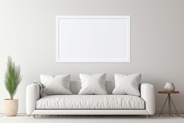 Blank picture frame mockup on a wall.