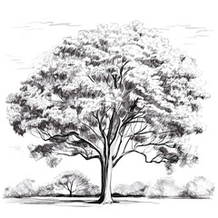 Hand Drawn Sketch Jacaranda Tree Illustration
