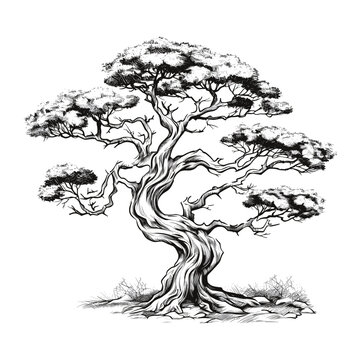 Hand Drawn Sketch Jacquemontia Tree Illustration
