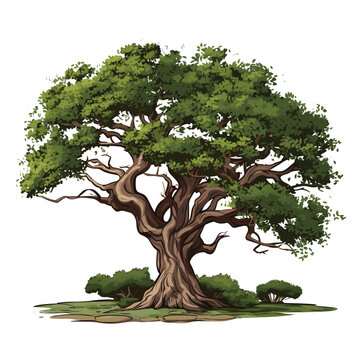 Hand Drawn Flat Color Jacquemontia Tree Illustration