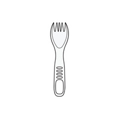 Kids drawing Cartoon Vector illustration plastic fork Isolated in doodle style