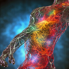 colorful veins in the body. AI generated.