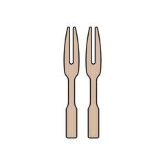 Kids drawing Cartoon Vector illustration wooden mini fork Isolated in doodle style