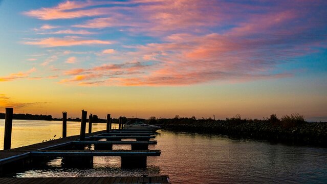 Sunrise at the boat dock