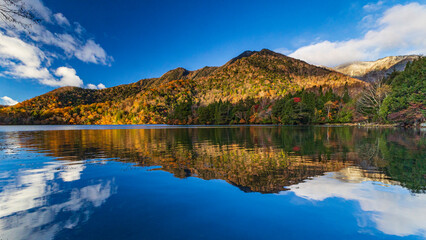 日光　湯の湖　紅葉　絶景