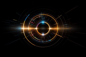 Obraz premium Abstract lights circle background. Neon lights, laser rays, glowing lines.
