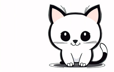 Fototapeta premium Cute cartoon cat isolated on a white background.