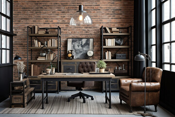 Raw beauty of an industrial-chic home office