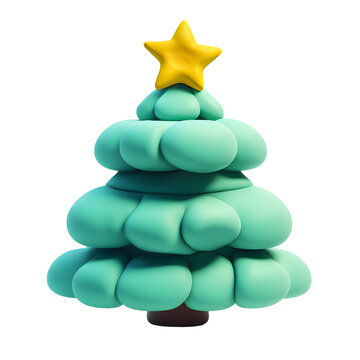 Modelling clay christmas tree isolated on white background