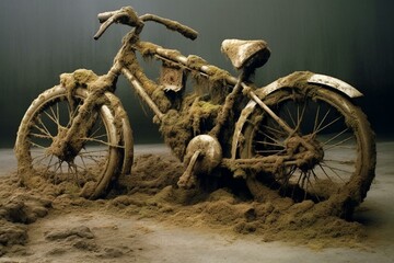 a bike covered in dirt. Generative AI
