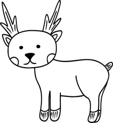 Cute reindeer in hand drawn doodle style