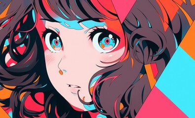Naklejka premium 頬を赤くする女性,Generative AI AI画像
