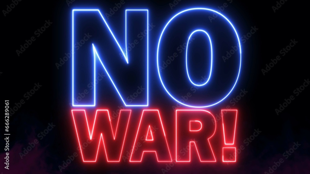 Poster no war text font with light. luminous and shimmering haze inside the letters of the text no war. no 
