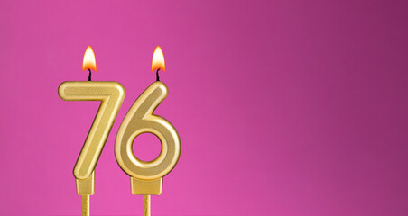 Candle number 76 in purple background - birthday card