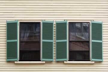 Shuttered windows of a residential building, Boston, USA