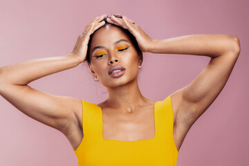 Woman black african creative make-up face colourful beauty
