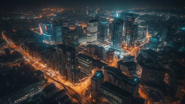 Captivating Urban Nights: Exploring Majestic Cityscapes and Mesmerizing Skylines, generative AI © Photo Treiller 9