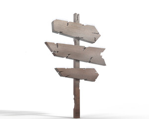 Wooden direction sign board with snow on top, communication sign