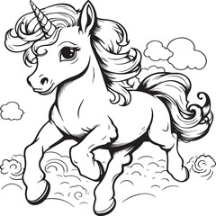 baby unicorn jumping coloring page