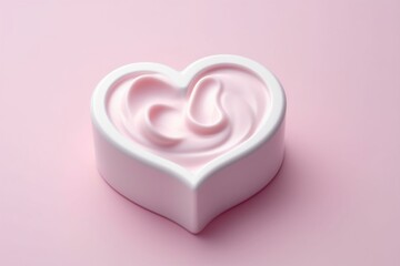 Heart-shaped yogurt or skincare product isolated on white backdrop, a creative idea for Valentine's Day. Generative AI