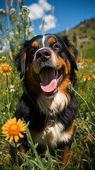 A beautiful Bernese Mountain Dog UHD wallpaper Stock Photographic Image