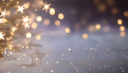 Christmas and New Year 2024 Wallpaper with Bokeh Background, beautiful, elegant sparkly decoration and copy space