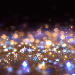 Bokeh Stars Wallpaper. Star Bokeh Background. Beautiful, elegant sparkly stars and orbs, black copy space, IG background