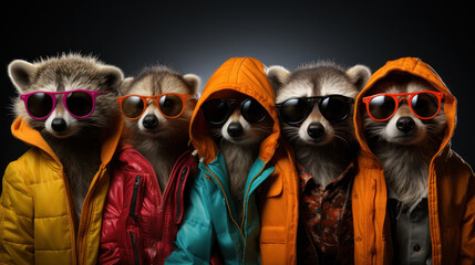 Raccoon Rap Crew: A Creative Animal Concept. Generative AI