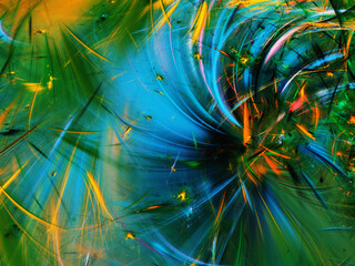 blue and green abstract fractal background 3d rendering illustration
