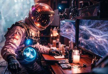 Além da Terra: Um Programador Astronauta no Futuro - obrazy, fototapety, plakaty