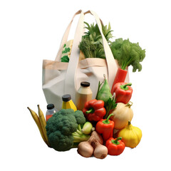 papierowa torba ze świeżymi owocami i warzywami - obrazy, fototapety, plakaty