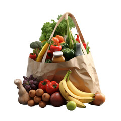 papierowa torba ze świeżymi owocami i warzywami