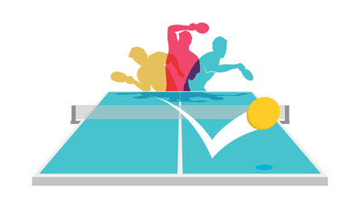 Obraz premium Colorful vector editable table tennis pingpong player poses for any graphic background 
