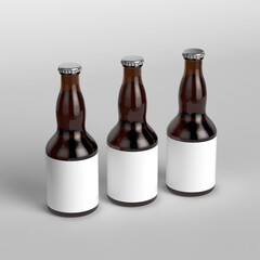 Mockup de cerveza artesanal, botellas en fondo blanco