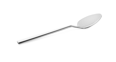 One clean shiny spoon isolated on white