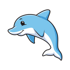 illustration of a cute happy dolphin