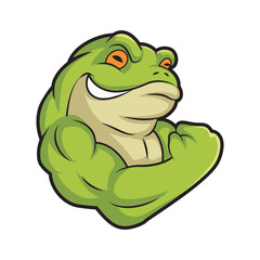 Frog Strong Mascot cartoon illustration
