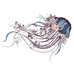Fashion vector illustration with hand drawn jellyfish ideal for tattoo design