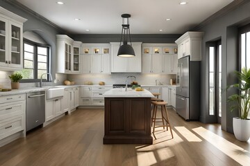 modern kitchen interior with kitchen